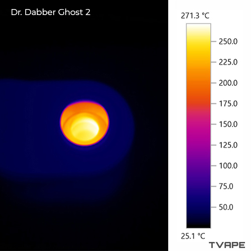 Stylo « dab » Dr. Dabber Ghost 2 – image thermique de la zone de la chambre de chauffe. L'image a été prise avec le réglage de température « Yellow ».