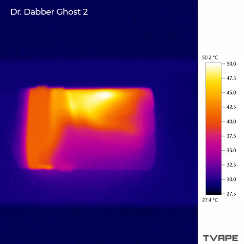 Dr. Dabber Ghost 2 dab pen : une image thermique en gros plan du corps de l'appareil après la session.