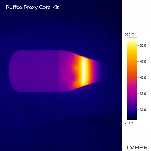 Vaporisateur Puffco Proxy Core Kit – une image thermique en gros plan du corps de l'appareil après une session à la température la plus élevée