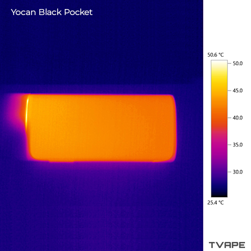 Stylo à cire Yocan Black Pocket – une image thermique du vaporisateur de concentrés après une session à température maximale.