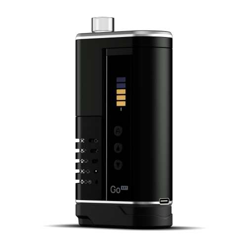 Vaporisateur d'herbes sèches Arizer GO SRT - vue de face avec l'écran LED allumé