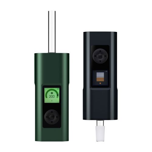 Vaporisateur Arizer Solo 3 v2.0 avec l'écran allumé. L'option de couleur Intergalactic est tournée à l'envers, montrant l'inversion automatique de l'affichage.