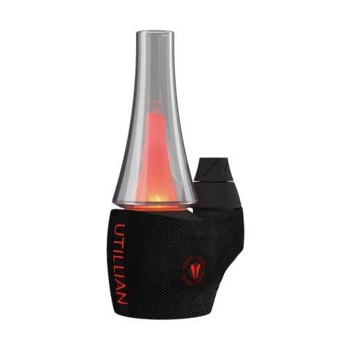 Dab rig électrique Utillian 8 Turbo, noir, avec un bubbler en verre rouge lumineux et un carb cap à double spinner