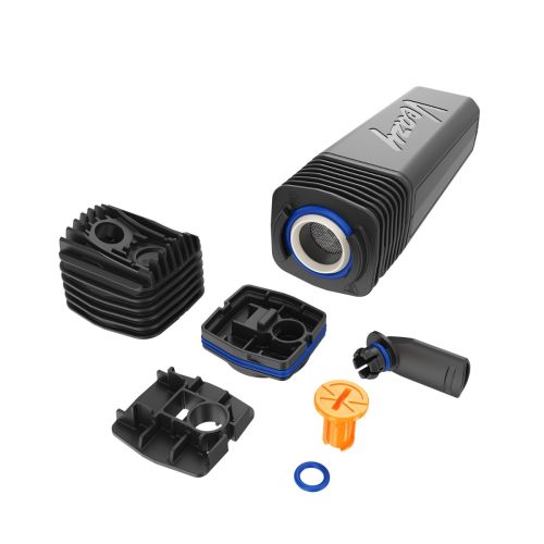Veazy dry herb vaporizer dissasembled with all its parts shown