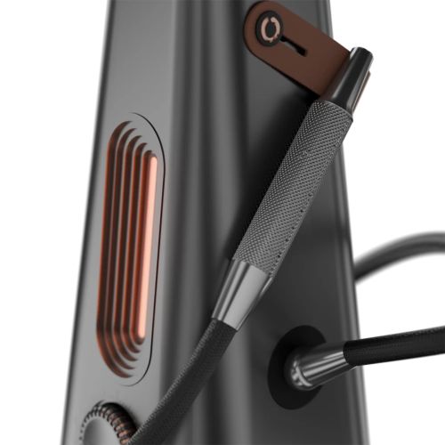Détail de l'outil de remplissage intégré du vaporisateur de bureau AirVape Enso.