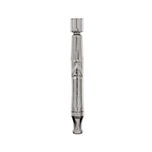 Vaporisateur d'herbes sèches DynaVap UniDyn couleur acier, doté d'un circuit de condensation de précision pour une vaporisation fluide et une extraction améliorée des arômes.