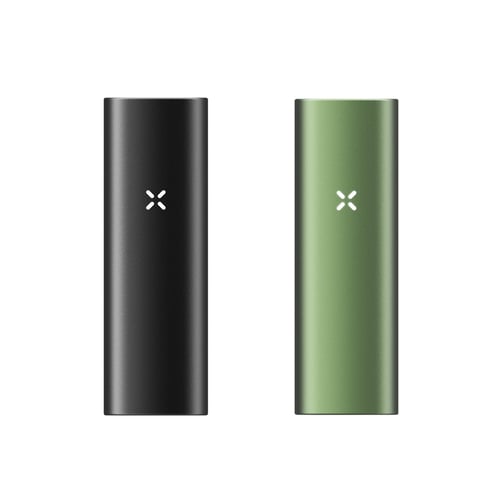 Vaporisateur New Pax Mini – options de couleurs Onyx et Greenstone présentées côte à côte.