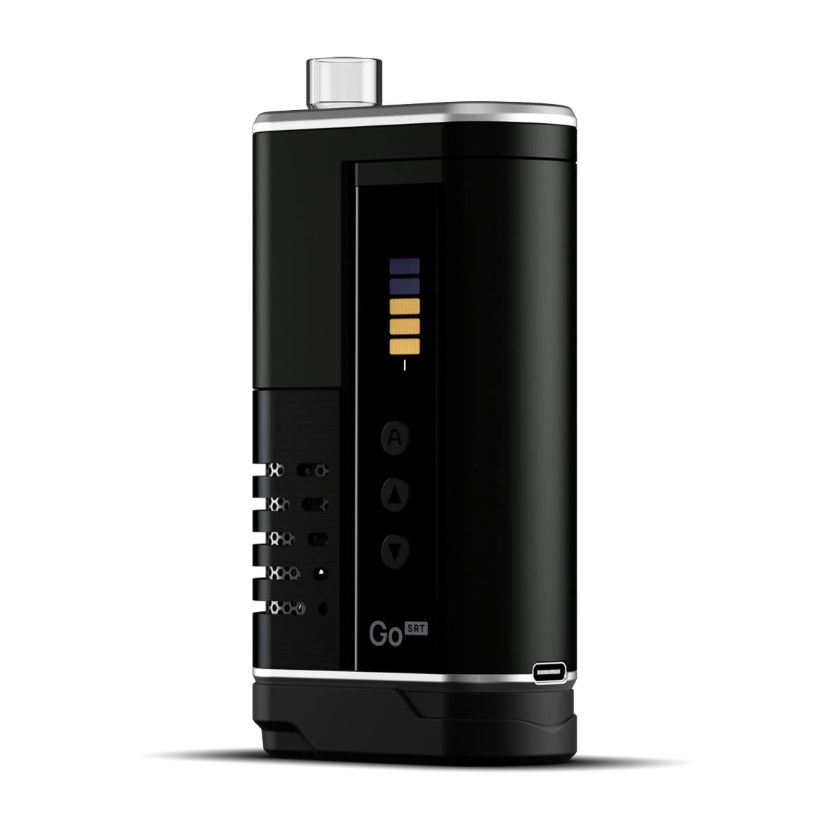 Vaporisateur d'herbes sèches Arizer GO SRT - vue de face avec l'écran LED allumé