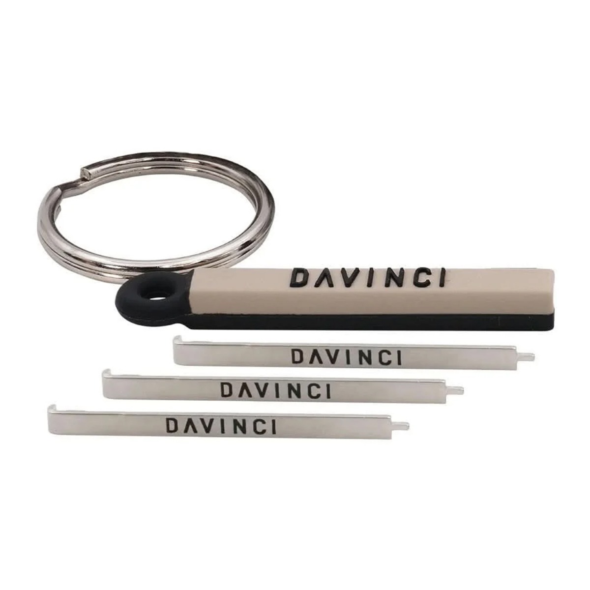 DaVinci MIQRO Pick Tool (3-Pack) avec trois picks en métal, une gaine en silicone et un anneau porte-clés