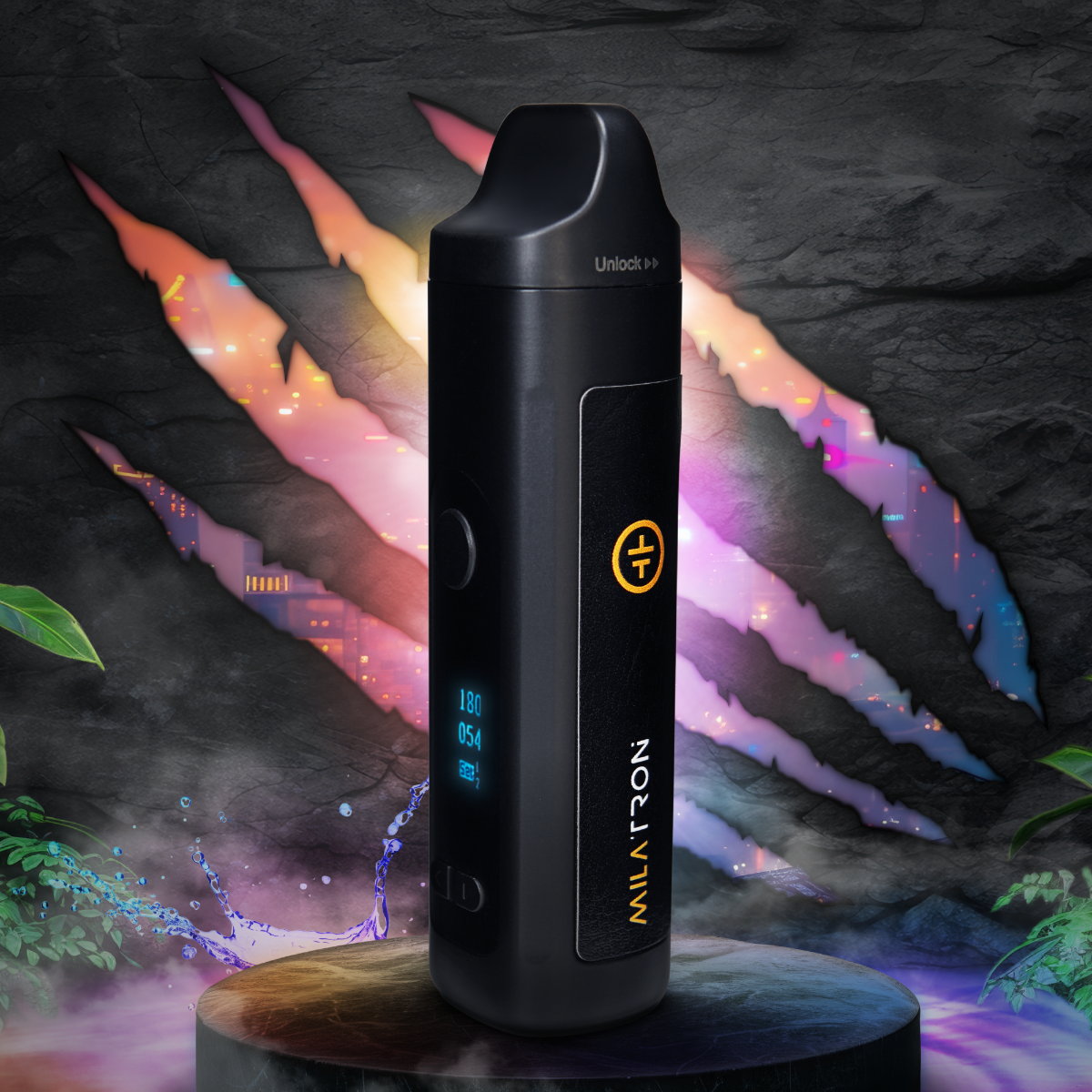 Vaporisateur Tronian Milatron avec fond coloré