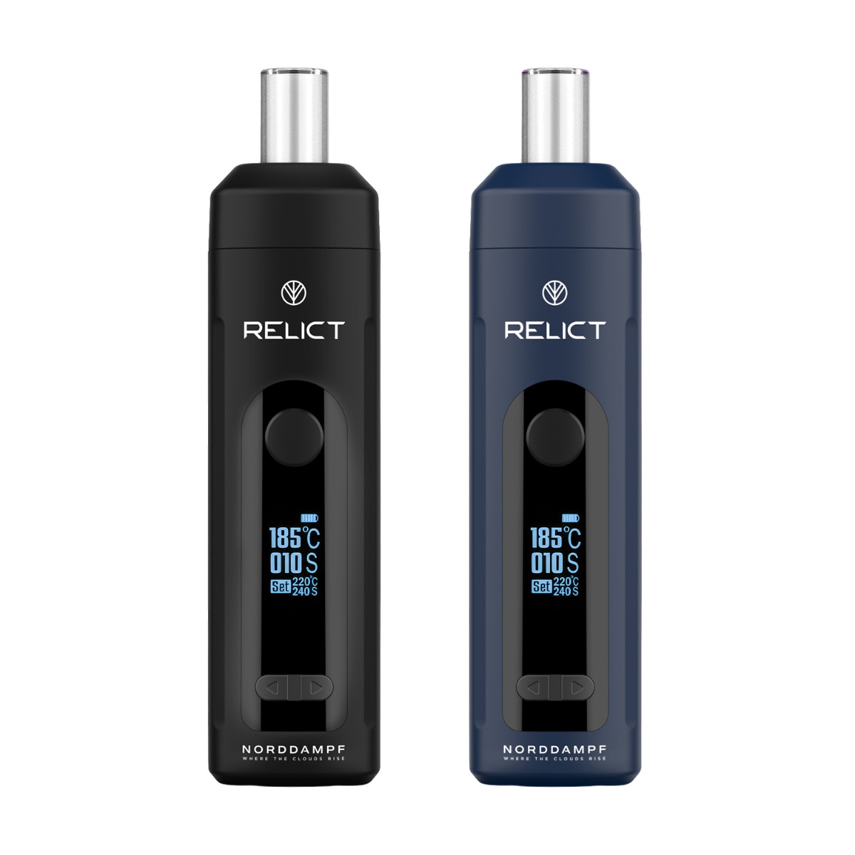 Vaporisateurs Norddampf Relict en noir et nordic blue avec écrans d'affichage digital de la température