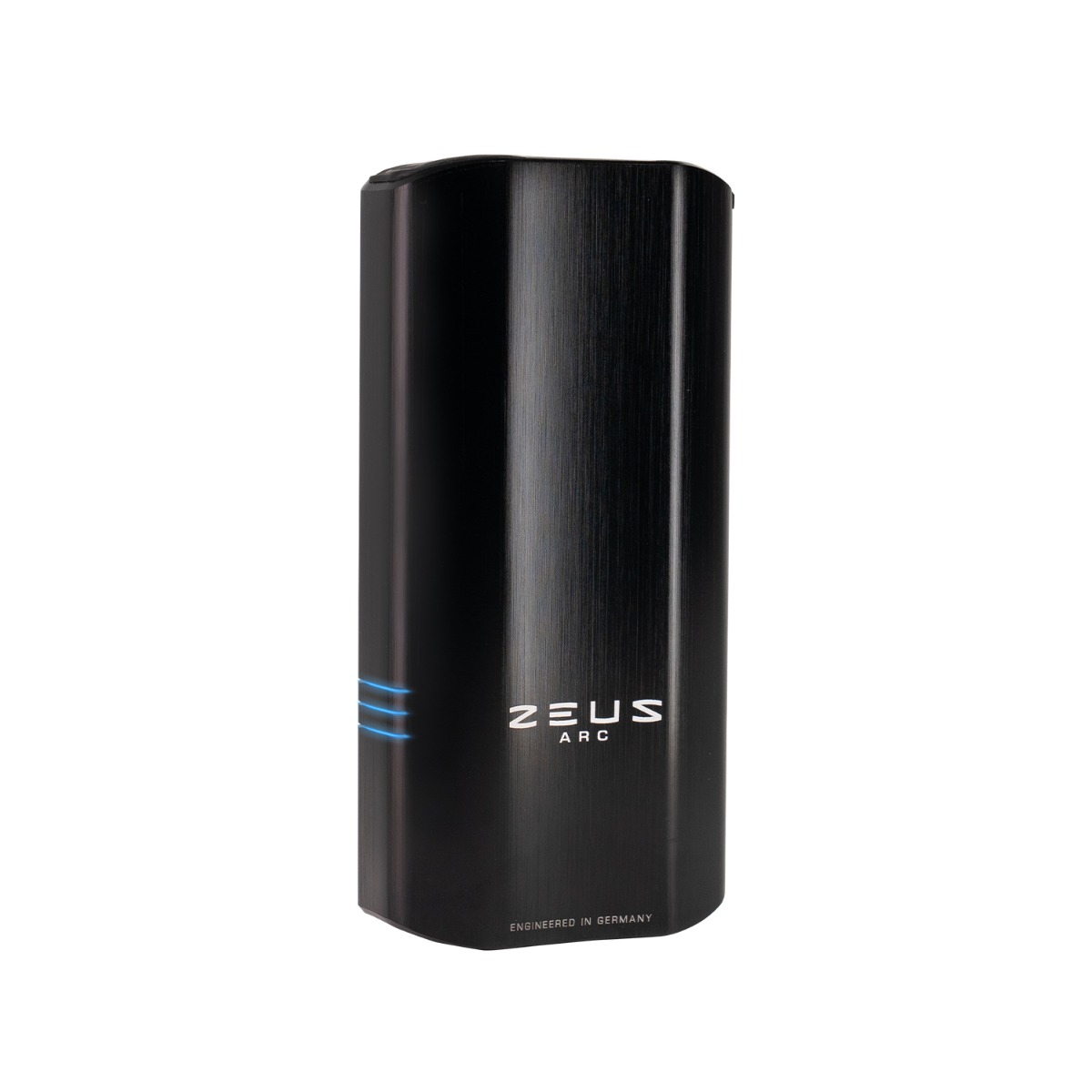 Vaporisateur portable Zeus Arc S2 vu de côté - design compact avec recharge USB-C et retour haptique pour herbes et concentrés
