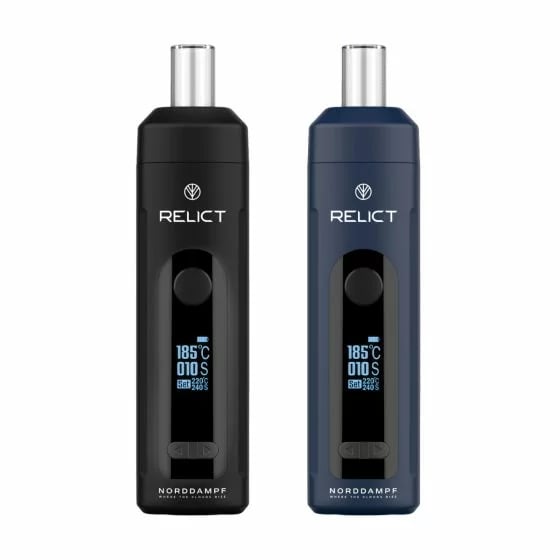 Vaporisateurs Norddampf Relict en noir et nordic blue avec écrans d'affichage digital de la température