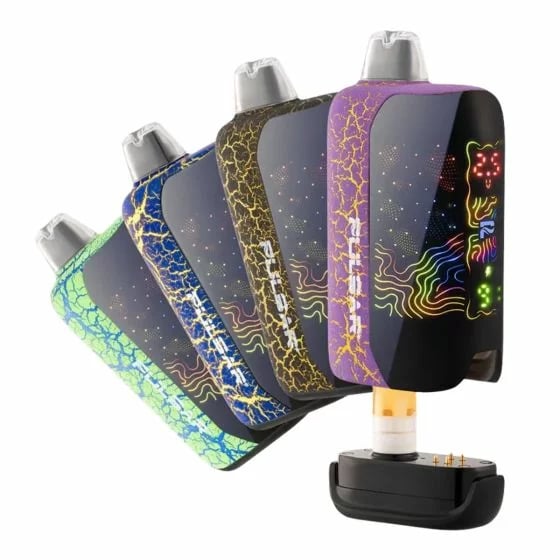 Batterie Pulsar 510 DL 6.0 à filetage 510, disponible en plusieurs couleurs, avec connecteur magnétique et cartouche cachée.