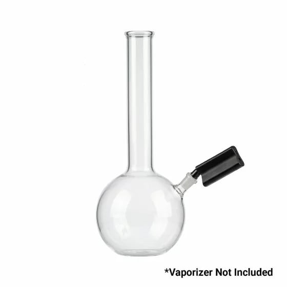 Adaptateur pour pipe à eau Utillian 850 fixé à un bulleur en verre transparent, illustrant le montage de filtration par eau (vaporisateur non inclus)