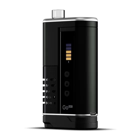 Vaporisateur d'herbes sèches Arizer GO SRT - vue de face avec l'écran LED allumé