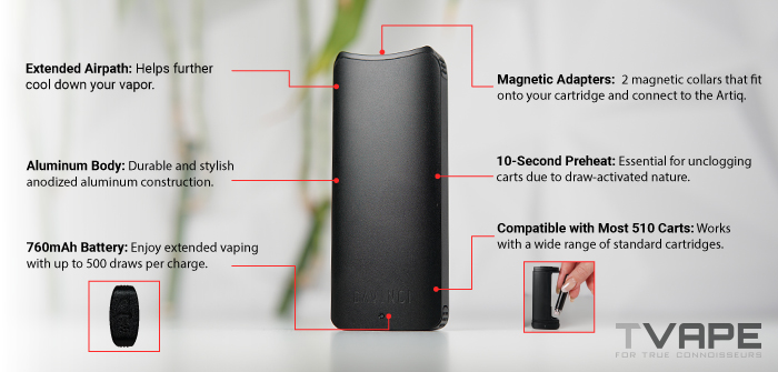 Principales caractéristiques de la batterie DaVinci Artiq 510 Thread