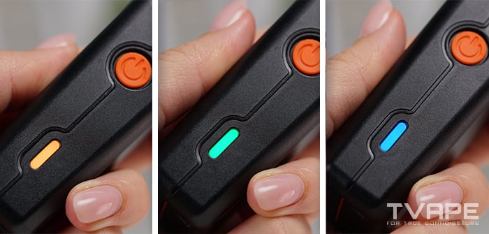 Vaporisateur Veazy - gros plan sur les voyants LED qui indiquent le réglage de température présélectionné.