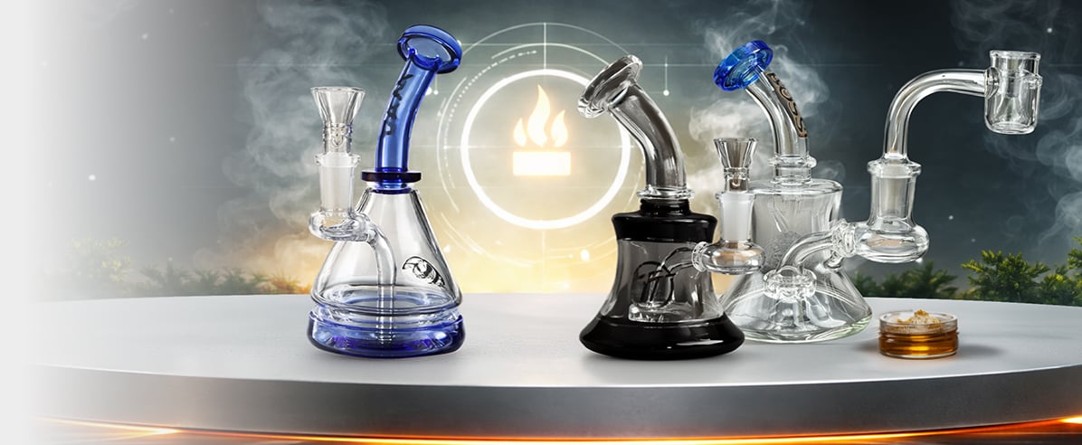Collection de dab rigs en verre pour la vaporisation de concentrés