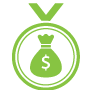 Icône médaille avec sac d’argent – classement Vapes économiques