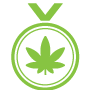 Icône médaille avec feuille de cannabis – classement Meilleurs vaporisateurs herbes sèches