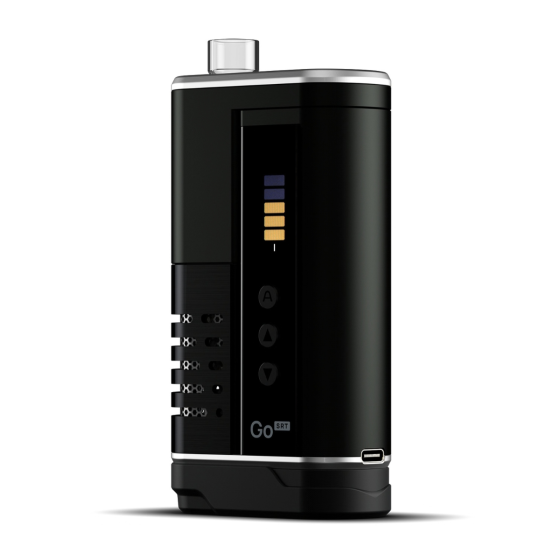 Vaporisateur d'herbes sèches Arizer GO SRT - vue de face avec l'écran LED allumé