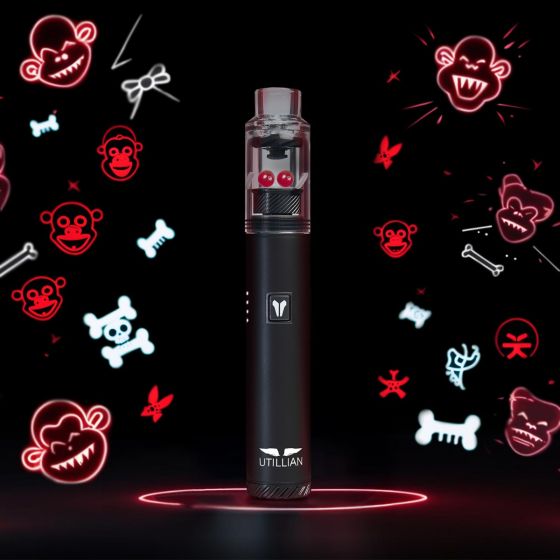 Stylo dab Utillian 6 avec perles de terpène rubis à l'intérieur de la chambre de chauffe en verre