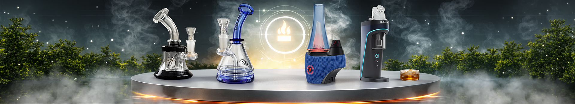 Sélection de dab rigs en verre de haute qualité et de pipes à eau pour concentrés, avec divers designs et percolateurs