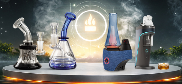 Sélection de dab rigs en verre de haute qualité et de pipes à eau pour concentrés, avec divers designs et percolateurs